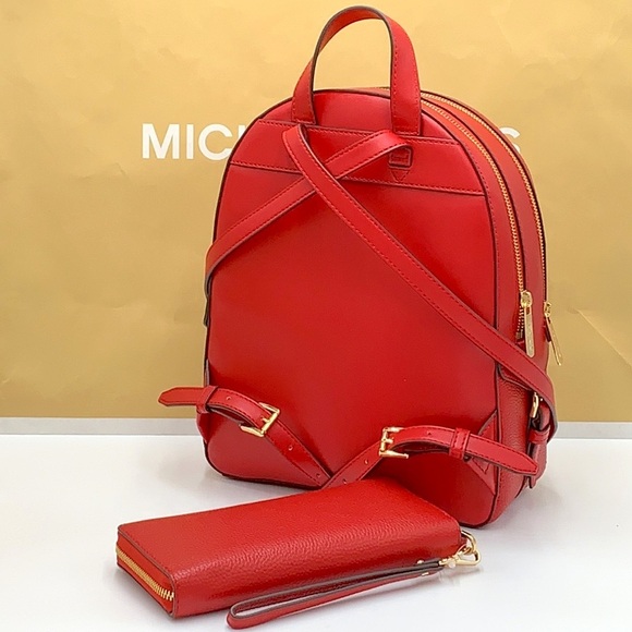 MICHAEL KORS JAYCEE MEDIUM ZIP POCKET BACKPACK & LARGE TRAVEL CONTINENTAL WRISTL - Picture 3 of 16